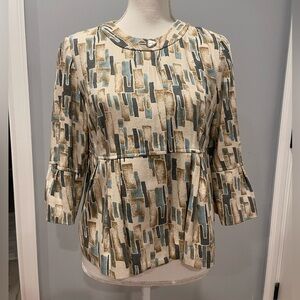 J.Jill women's jacket geometric print blazer made from 100% silk Size SP